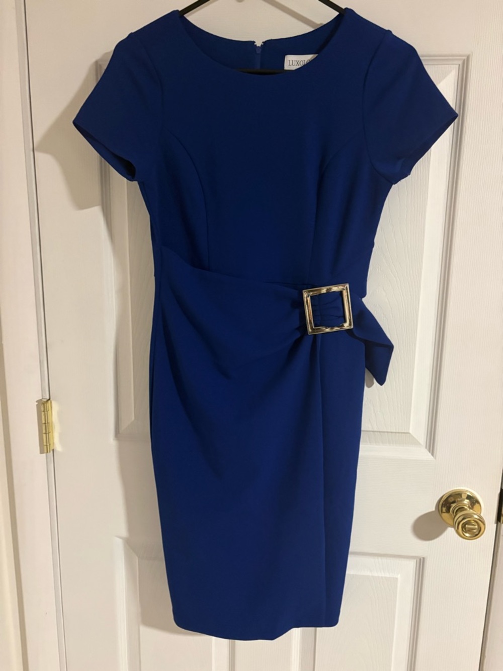 Luxology Cobalt Blue Belted Sheath Dress